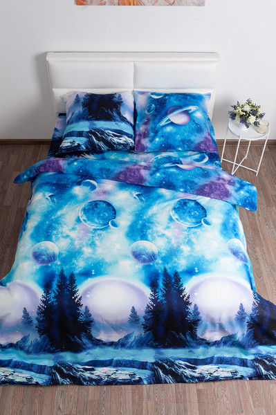 Изображение товара Комплект постельного белья Milanika Вселенная евро (бязь)