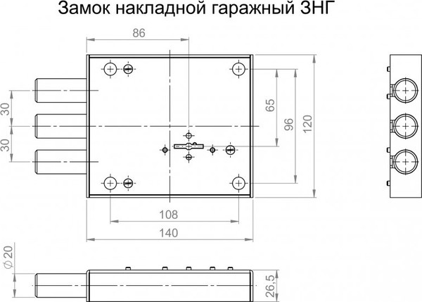 Изображение товара Замок накладной Симеко ЗНГx3-ЛК