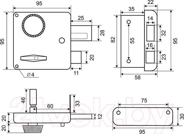 Изображение товара Замок накладной Пензмаш ЗНЗА-1