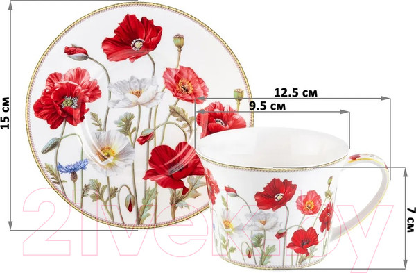 Изображение товара Набор для чая/кофе Elan Gallery Маки / 420457