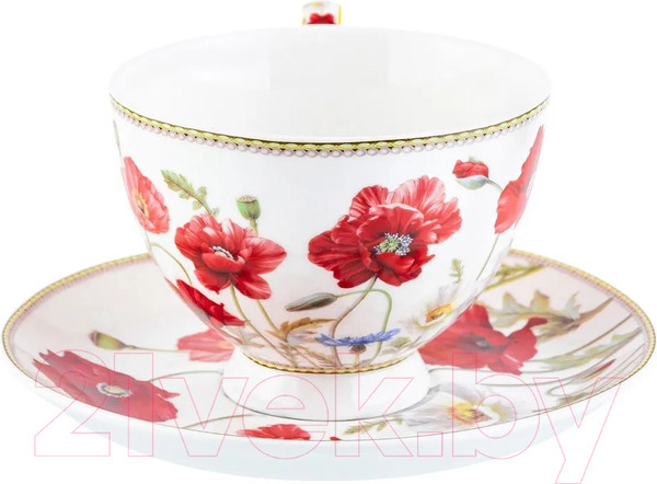 Изображение товара Чашка с блюдцем Elan Gallery Маки / 420458 