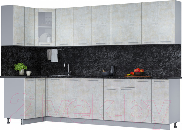 Изображение товара Кухонный гарнитур Интерлиния Мила 12x30 (бетон лайт/бетон лайт/кастилло темный)