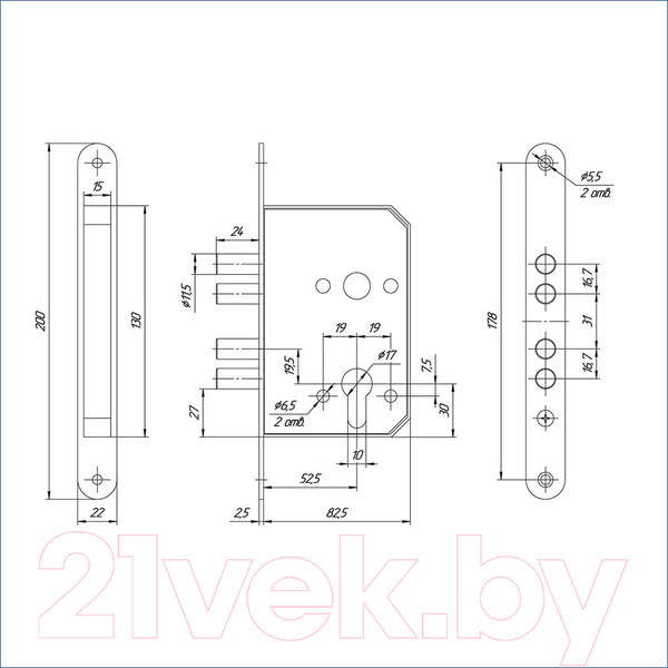 Изображение товара Корпус врезного замка Меттэм ЗВ1 102.0.0