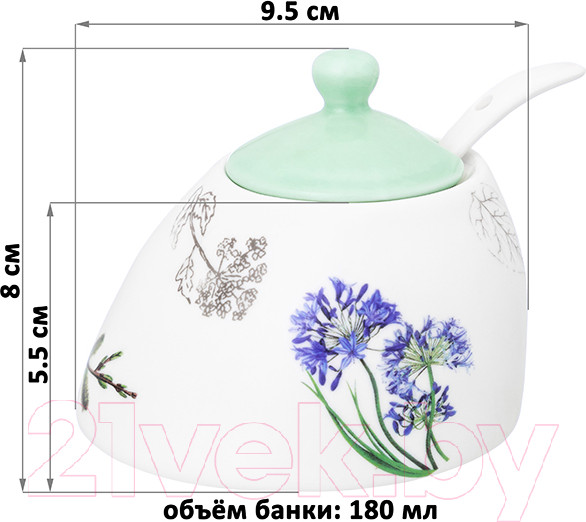 Изображение товара Сахарница Elan Gallery Ботанический атлас с ложкой / 540797