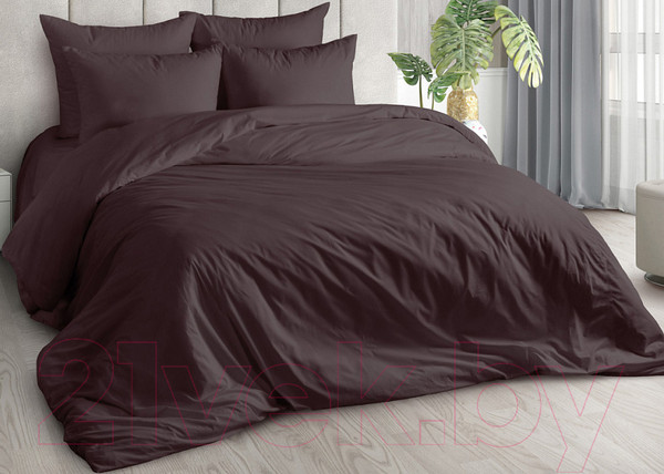 Изображение товара Комплект постельного белья Milanika Шоколад Евро (поплин г/к)