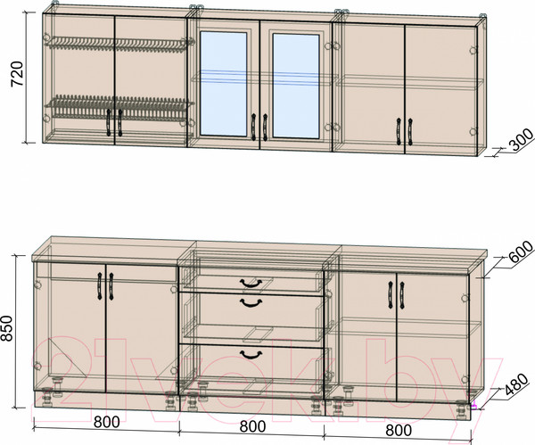 Изображение товара Кухонный гарнитур Интерлиния Мила Крафт 2.4Б (дуб лазурный)