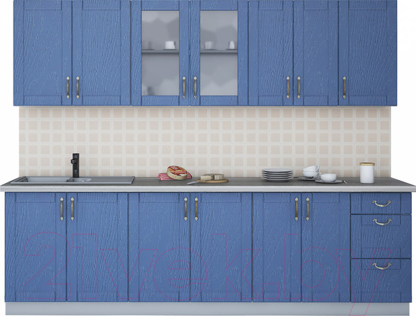 Изображение товара Кухонный гарнитур Интерлиния Мила Крафт 2.6А (дуб лазурный)