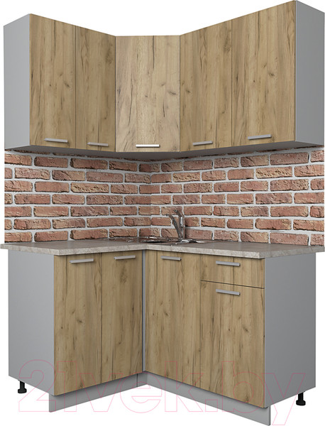 Изображение товара Кухонный гарнитур Интерлиния Мила Лайт 1.2x1.4 (дуб золотой/опал светлый)