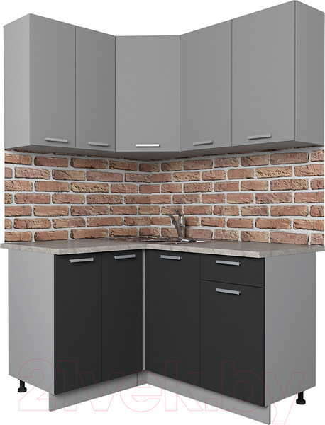 Изображение товара Кухонный гарнитур Интерлиния Мила Лайт 1.2x1.4 (серебро/антрацит/опал светлый)