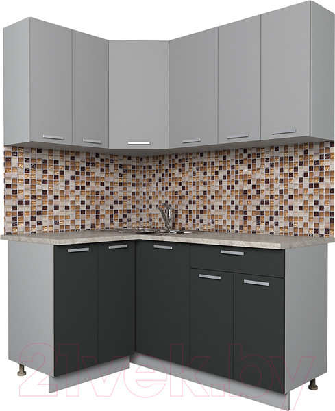 Изображение товара Кухонный гарнитур Интерлиния Мила Лайт 1.2x1.6 (серебро/антрацит/опал светлый)