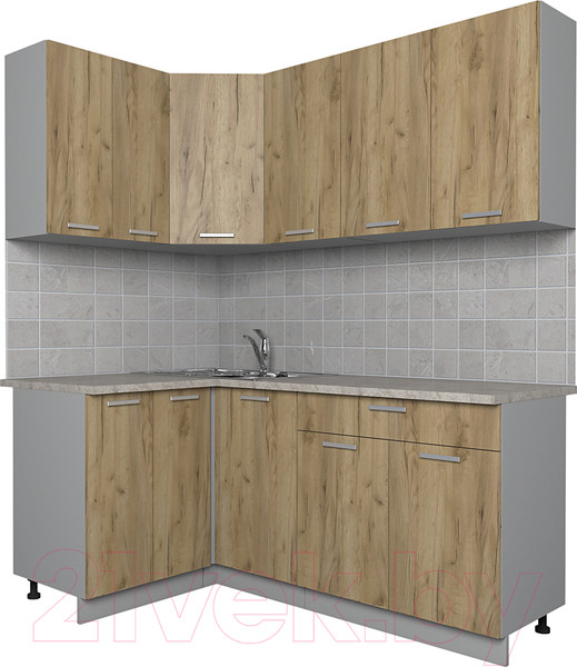 Изображение товара Кухонный гарнитур Интерлиния Мила Лайт 1.2x1.8 (дуб золотой/опал светлый)