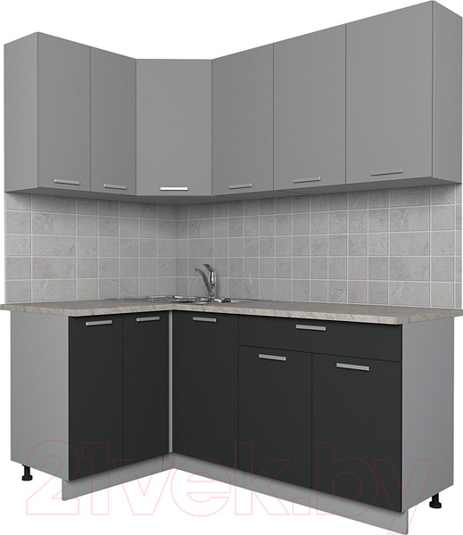 Изображение товара Кухонный гарнитур Интерлиния Мила Лайт 1.2x1.8 (серебро/антрацит/опал светлый)