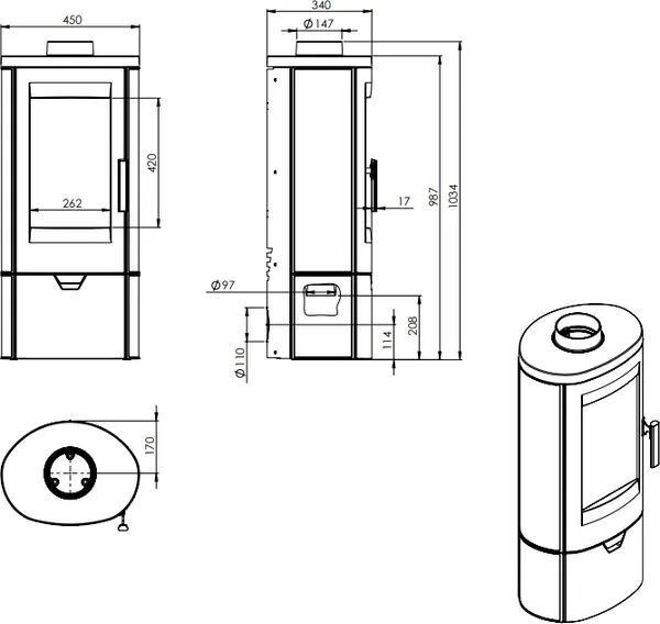 Изображение товара Печь-камин Nordflam Palermo EKO