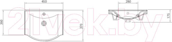 Изображение товара Тумба с умывальником Гамма 21оФ2/1-У 45 Базик-7045 (фрезеровка)