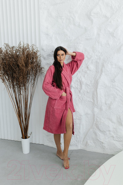 Изображение товара Халат Minteks Махровый ТВ04-11 (р.48, малиновый)