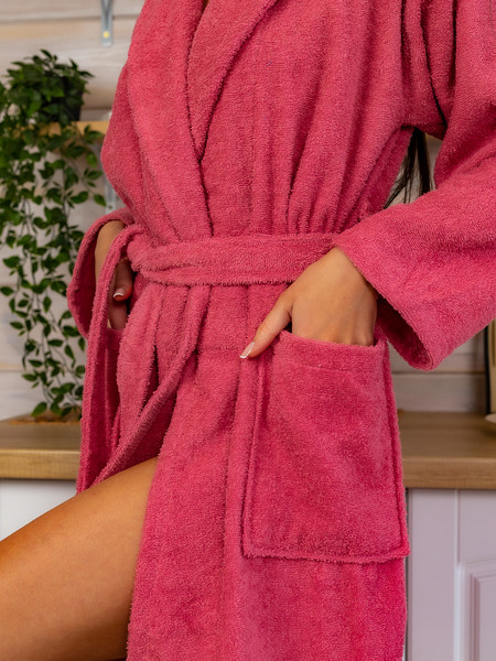 Изображение товара Халат Minteks Махровый ТВ04-11 (р.48, малиновый)