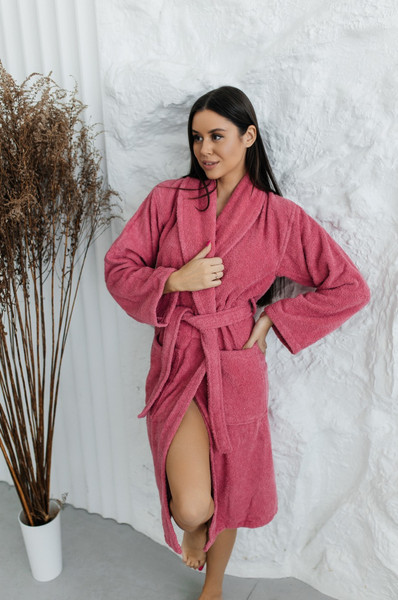Изображение товара Халат Minteks Махровый ТВ04-11 (р.50, малиновый)