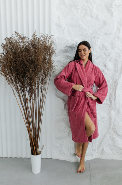 Изображение товара Халат Minteks Махровый ТВ04-11 (р.50, малиновый)