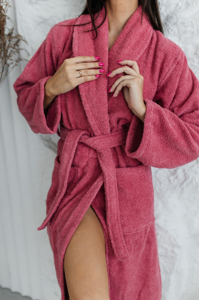 Изображение товара Халат Minteks Махровый ТВ04-11 (р.50, малиновый)