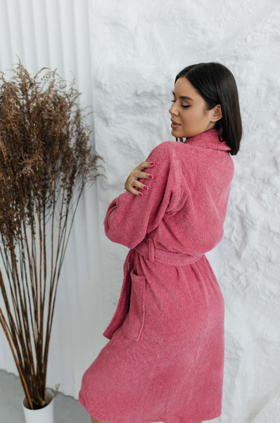 Изображение товара Халат Minteks Махровый ТВ04-11 (р.50, малиновый)