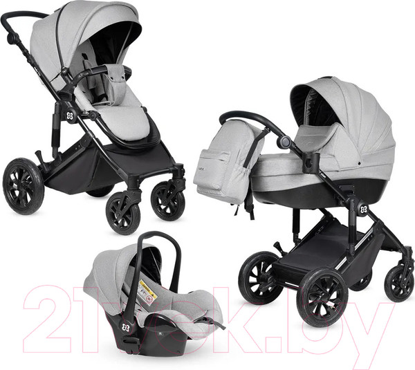 Изображение товара Детская универсальная коляска Farfello Molly Trio 3 в 1 (Light Grey)