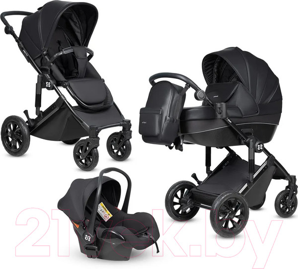 Изображение товара Детская универсальная коляска Farfello Molly Trio 3 в 1 (Total Black)