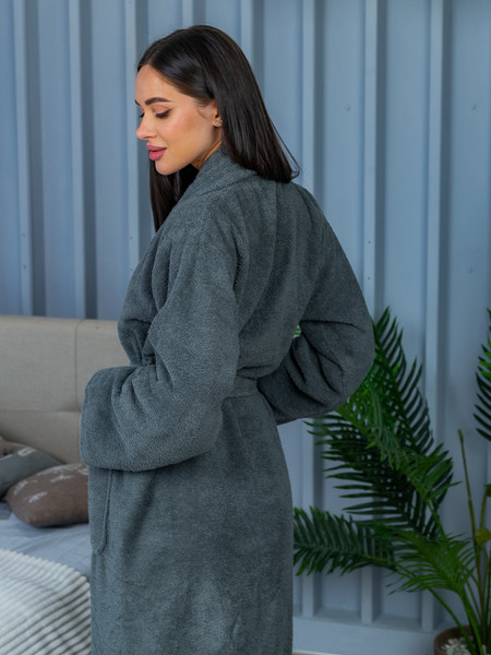 Изображение товара Халат Minteks Махровый ТВ03-5 (р.50, графит)