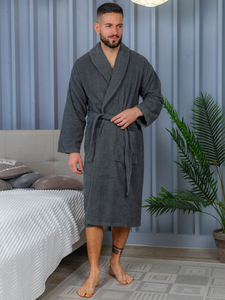 Изображение товара Халат Minteks Махровый ТВ03-5 (р.50, графит)