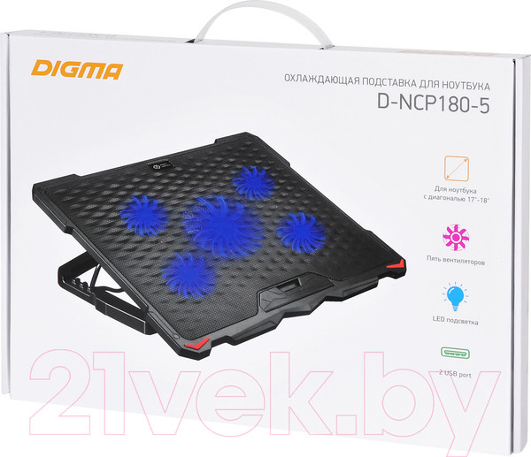 Изображение товара Подставка для ноутбука Digma D-NCP180-5 (черный)