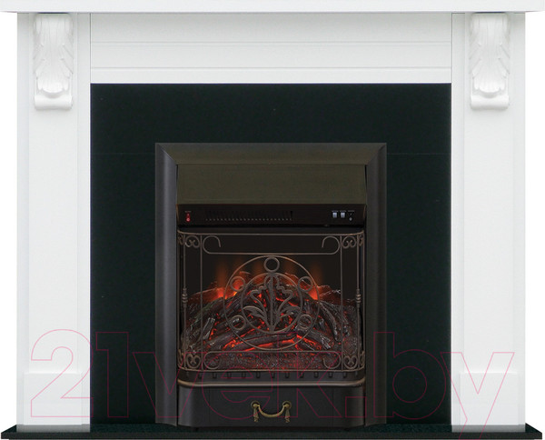 Изображение товара Каминокомплект Смолком Lyncoln STD-ASP Majestic-S LUX BL LT (бьянко белый/черный)