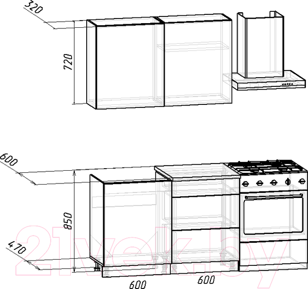 Изображение товара Кухонный гарнитур Интермебель Микс Топ-1 1.2м (дуб крафт золотой/графит серый/дуб вотан)