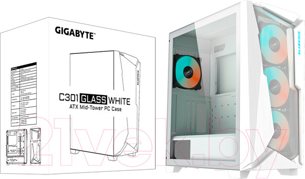 Изображение товара Корпус для компьютера Gigabyte C301 Glass White