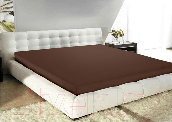 Изображение товара Простыня Бояртекс Сатин 90x200x35 (19-1217 TPX шоколадный)