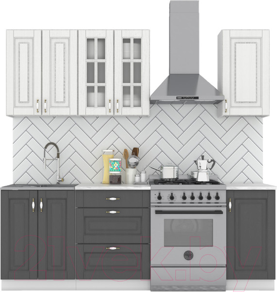 Изображение товара Кухонный гарнитур Интермебель Бостон-2 1.6 (акация белая/акация графит/дуб вотан)