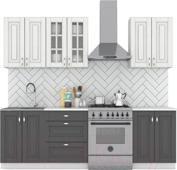 Изображение товара Кухонный гарнитур Интермебель Бостон-4 1.8 (акация белая/акация графит/дуб вотан)