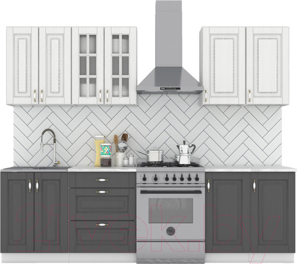 Изображение товара Кухонный гарнитур Интермебель Бостон-6 2.1 (акация белая/акация графит/дуб вотан)