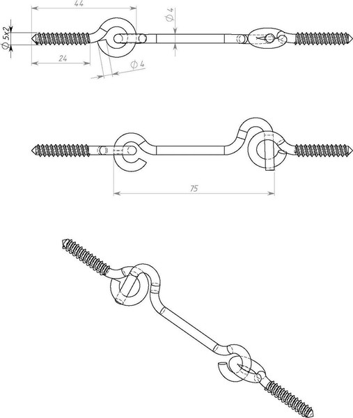 Изображение товара Крючок дверной Металлист Ветровой КР-75/1 (10шт, цинк)