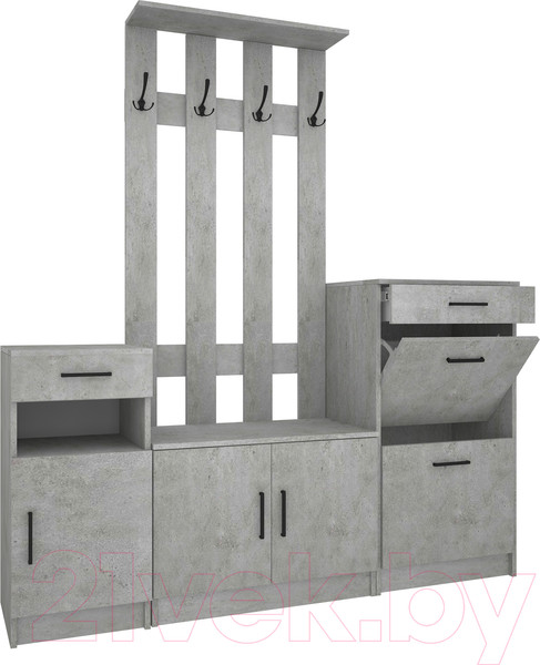 Изображение товара Секция в прихожую МДК СПР2 380x1800x1970 (цемент светлый)