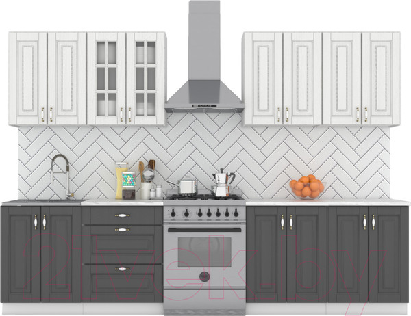 Изображение товара Кухонный гарнитур Интермебель Бостон-8 2.4 (акация белая/акация графит/дуб вотан)