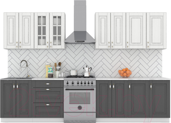 Изображение товара Кухонный гарнитур Интермебель Бостон-9 2.6 (акация белая/акация графит/дуб вотан)