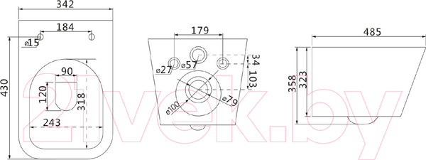 Изображение товара Унитаз подвесной LEMARK Florex 9614001 (с сиденьем)