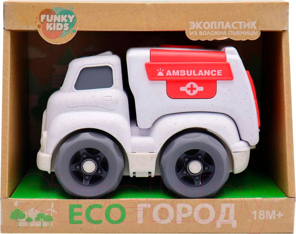 Изображение товара Автомобиль игрушечный Funky Toys Эко-машинка. Скорая помощь / FT0278081 (белый)