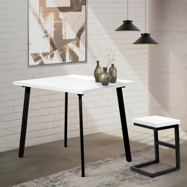 Изображение товара Обеденный стол Millwood Шанхай 90x90x75 (белый/металл черный)