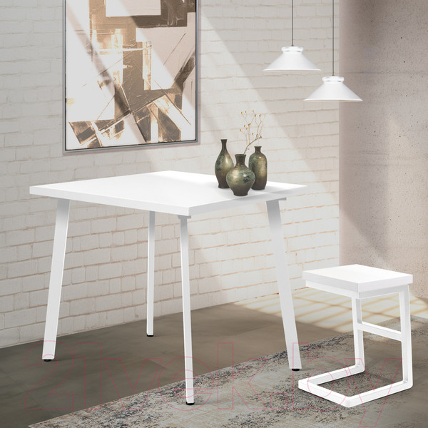 Изображение товара Обеденный стол Millwood Шанхай 90x90x75 (белый/металл белый)
