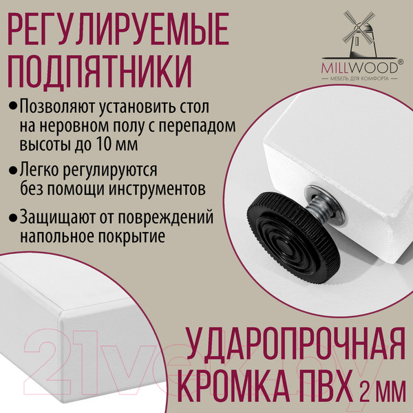 Изображение товара Обеденный стол Millwood Шанхай 90x90x75 (белый/металл белый)