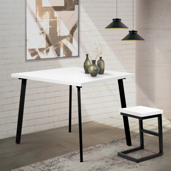 Изображение товара Обеденный стол Millwood Шанхай 100x100x75 (белый/металл черный)