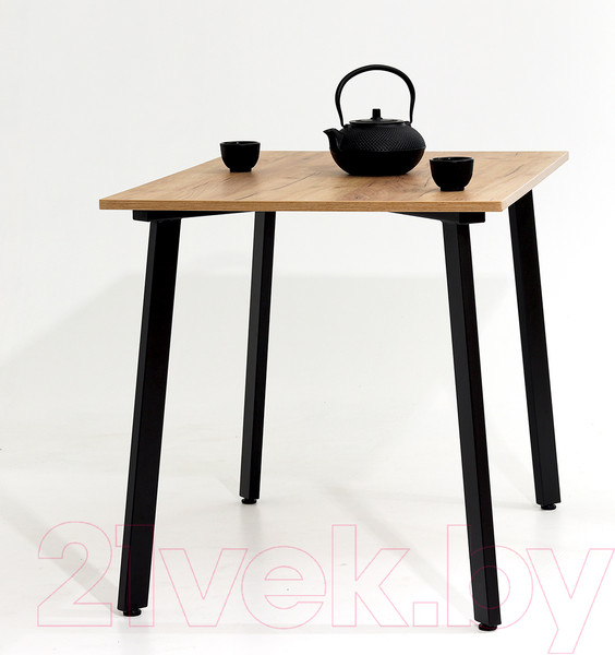 Изображение товара Обеденный стол Millwood Шанхай 110x110x75 (дуб золотой Craft/металл черный)