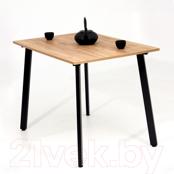 Изображение товара Обеденный стол Millwood Шанхай 110x110x75 (дуб золотой Craft/металл черный)