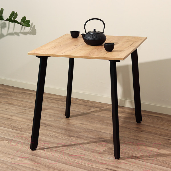 Изображение товара Обеденный стол Millwood Шанхай 110x110x75 (дуб золотой Craft/металл черный)
