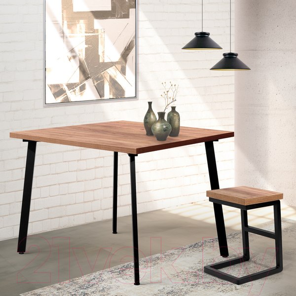 Изображение товара Обеденный стол Millwood Шанхай 110x110x75 (дуб табачный Craft/металл черный)